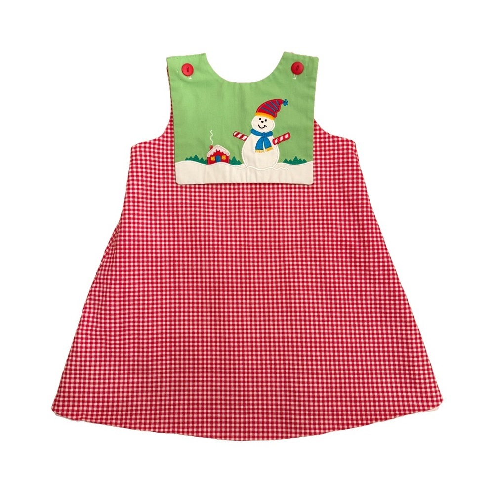 Red and White Checkered Snowman Dress from Mulberry St., Size 2T